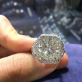 Luxury Women's Wedding Ring With Cushion Cut Micro Pave Simulated Diamond For view 2