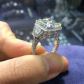 Luxury Women's Wedding Ring With Cushion Cut Micro Pave Simulated Diamond For view 6