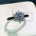 Platinum Plated Simulated Moissanite Twisted Snowflake Flower Ring For Proposal Wedding view 5