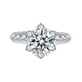 Platinum Plated Simulated Moissanite Twisted Snowflake Flower Ring For Proposal Wedding view 4