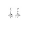Elegant Starburst Pearl Rhinestone Micro Pave Silver Tone Alloy 925 Silver Needle Dangle Stud Earrings view 5