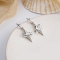 Elegant Starburst Pearl Rhinestone Micro Pave Silver Tone Alloy 925 Silver Needle Dangle Stud Earrings view 2