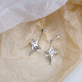Elegant Starburst Pearl Rhinestone Micro Pave Silver Tone Alloy 925 Silver Needle Dangle Stud Earrings view 1