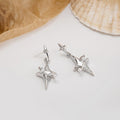 Elegant Starburst Pearl Rhinestone Micro Pave Silver Tone Alloy 925 Silver Needle Dangle Stud Earrings view 3