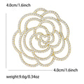 Copper Zircon Camellia Flower Brooch For Women's Suit Decoration view 6