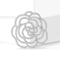 Copper Zircon Camellia Flower Brooch For Women's Suit Decoration view 4