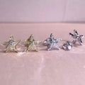 Korean Summer Delicate Small Starfish Zircon Stud Earrings For Women, Trendy Star Ear Jewelry view 3