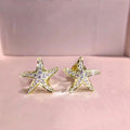 Korean Summer Delicate Small Starfish Zircon Stud Earrings For Women, Trendy Star Ear Jewelry view 6