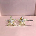 Korean Summer Delicate Small Starfish Zircon Stud Earrings For Women, Trendy Star Ear Jewelry view 5