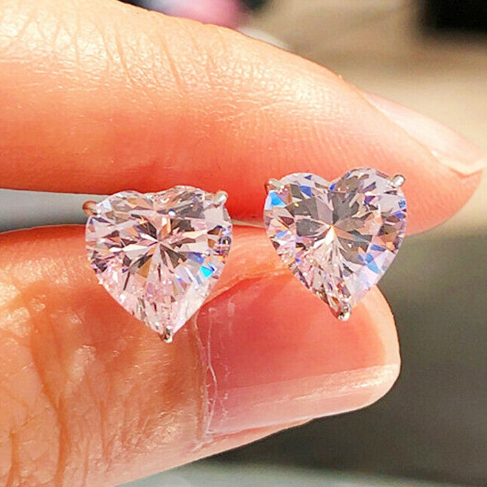 Fashion Mini Heart Shape Zircon Stud Earrings For Women Colorful Love Crystal Ear Jewelry
