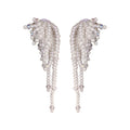 Faux Pearl Flower Tassel Drop Earrings With Silver Pins Baroque Fashion OL Statement Style view 5