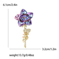 Copper Zircon Crystal Blue Rose Brooch For Elegant Apparel view 6