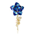 Copper Zircon Crystal Blue Rose Brooch For Elegant Apparel view 5