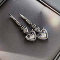 Romantic Heart Drop Earrings, Copper Platinum Plated Zircon Love Pendant Earrings For Valentine's Gift view 4