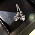 Romantic Heart Drop Earrings, Copper Platinum Plated Zircon Love Pendant Earrings For Valentine's Gift view 3