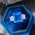 Light Luxury Womens Ring With 10x12 Square Aquamarine Zircon Fashion Finger Jewelry view 2
