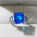 Light Luxury Womens Ring With 10x12 Square Aquamarine Zircon Fashion Finger Jewelry view 5