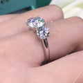 European Simple Geometric Zircon Proposal Ring For Women, Three Life Engagement Finger Jewelry view 3