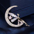 High-End Alloy Zircon Moon Angel Brooch Pin For Suits view 4