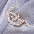 High-End Alloy Zircon Moon Angel Brooch Pin For Suits view 3