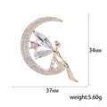 High-End Alloy Zircon Moon Angel Brooch Pin For Suits view 5