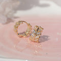 Sweet Forest Style Leaf Hoop Ear Cuff Earrings With Simple Luxury Cubic Zirconia Stud Design view 3