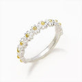 Sweet Two Tone Daisy Flower Ring For Women Korean Style Summer Floral Finger Jewelry view 1