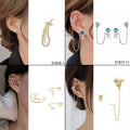 European American One Piece Ear Cuff Earrings Asymmetric Rhinestone Butterfly Snake Ear Wrap Studs view 3