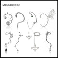 European American One Piece Ear Cuff Earrings Asymmetric Rhinestone Butterfly Snake Ear Wrap Studs view 1