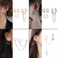 European American One Piece Ear Cuff Earrings Asymmetric Rhinestone Butterfly Snake Ear Wrap Studs view 4