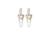 Luxury Alloy Rhinestone Heart Chain Tassel Irregular Dark Teardrop Stud Drop Fashion Earrings view 5
