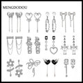 Luxury Alloy Rhinestone Heart Chain Tassel Irregular Dark Teardrop Stud Drop Fashion Earrings view 1