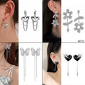Luxury Alloy Rhinestone Heart Chain Tassel Irregular Dark Teardrop Stud Drop Fashion Earrings view 2