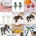 Fairy Fabric Flower Tassel Earrings With Rhinestone Bow Lace Long Pearl Stud Earrings view 4
