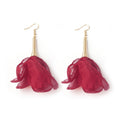 Fairy Fabric Flower Tassel Earrings With Rhinestone Bow Lace Long Pearl Stud Earrings view 5