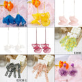 Fairy Fabric Flower Tassel Earrings With Rhinestone Bow Lace Long Pearl Stud Earrings view 2