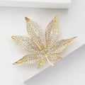 Copper Zircon Maple Leaf Brooch Pin For Suit Decoration view 3