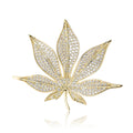 Copper Zircon Maple Leaf Brooch Pin For Suit Decoration view 5