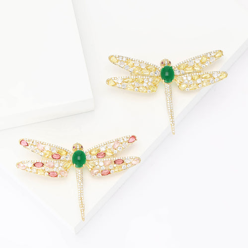 Alloy Micro Pave Zircon Dragonfly Brooch Pin For Women's Apparel