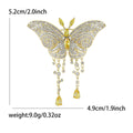 Alloy Zircon Tassel Butterfly Brooch Pin For Elegant Coat Decoration view 6