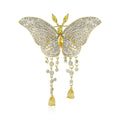Alloy Zircon Tassel Butterfly Brooch Pin For Elegant Coat Decoration view 1