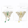 Alloy Zircon Tassel Butterfly Brooch Pin For Elegant Coat Decoration view 3