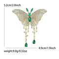 Alloy Zircon Tassel Butterfly Brooch Pin For Elegant Coat Decoration view 5