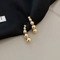 Alloy Round Bead Stud Earrings With Silver Pins Minimalist Korean Geometric Cool Style Jewelry view 3