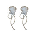 French Organza Flower Glass Bead Tassel Drop Earrings, Alloy Rococo Style Fashion Jewelry view 5