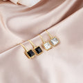 Elegant Korean Style Square Zircon Crystal Gold Alloy Drop Hook Earrings For Women Minimalist Jewelry Earrings view 1