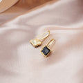 Elegant Korean Style Square Zircon Crystal Gold Alloy Drop Hook Earrings For Women Minimalist Jewelry Earrings view 3