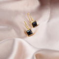 Elegant Korean Style Square Zircon Crystal Gold Alloy Drop Hook Earrings For Women Minimalist Jewelry Earrings view 2