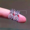 Sweet Pink Teardrop Heart Stud Earrings, Heavy Design Floral Drop Earrings For Women view 5