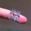 Sweet Pink Teardrop Heart Stud Earrings, Heavy Design Floral Drop Earrings For Women view 1
